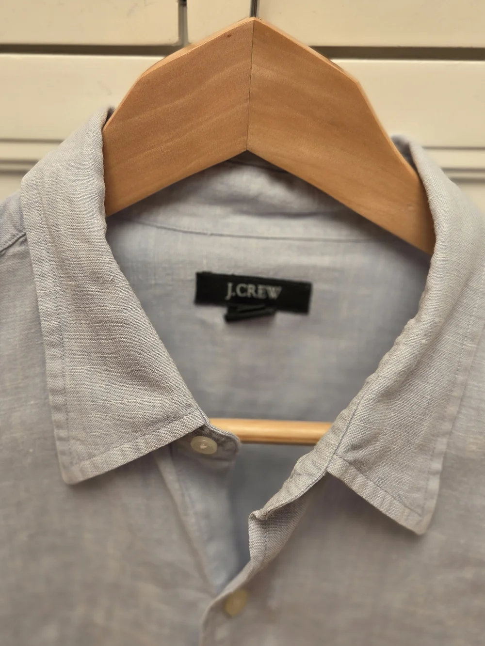J. Crew Men’s 100% Linen Light Blue Casual Button-Up Shirt W/ Spread Collar (L)